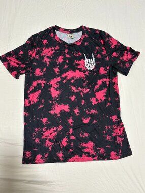 Hardaddy Tie Dye Pink Skull Rock On Hand T-Shirt Mens Size Small